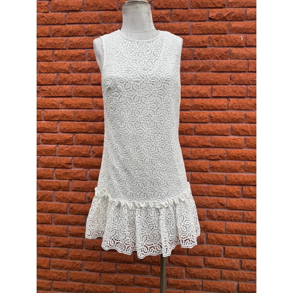 Trina Turk white lace eyelette drop waist dress women's size 2 NWT
